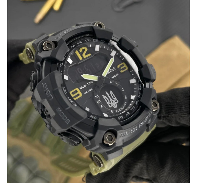Awarder 004 Тризуб срібло  Army Green-Black