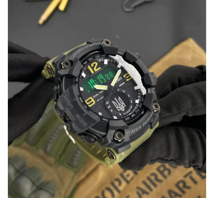 Awarder 004 Тризуб срібло  Army Green-Black