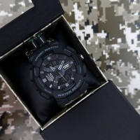 Patriot 005 Тризуб срібло Чорний Паракордовий ремінець Camo Green + Коробка.
