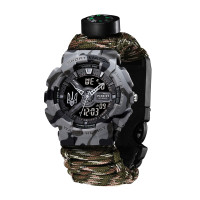 Patriot 005 Тризуб срібло Сірий камуфляж Паракордовий ремінець Camo Green + Коробк