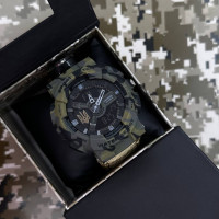 Patriot 005 Тризуб золото Camo Green Паракордовий ремінець Khaki + Коробка.