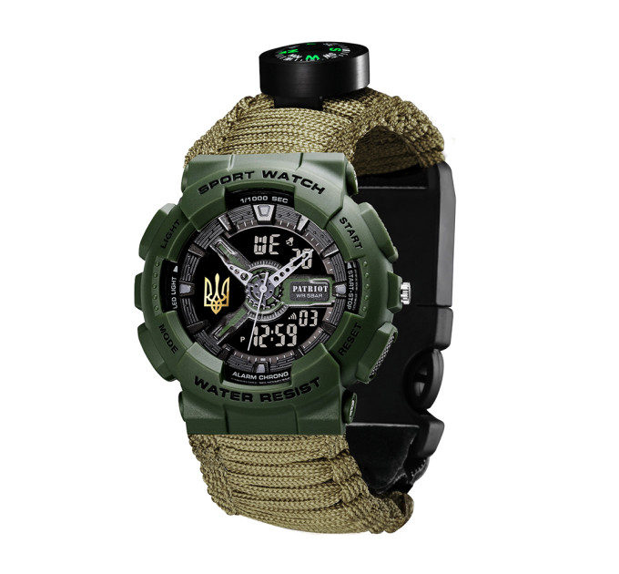 Patriot 005 Тризуб золото Army Green Паракордовий ремінець Army Green + Коробка.