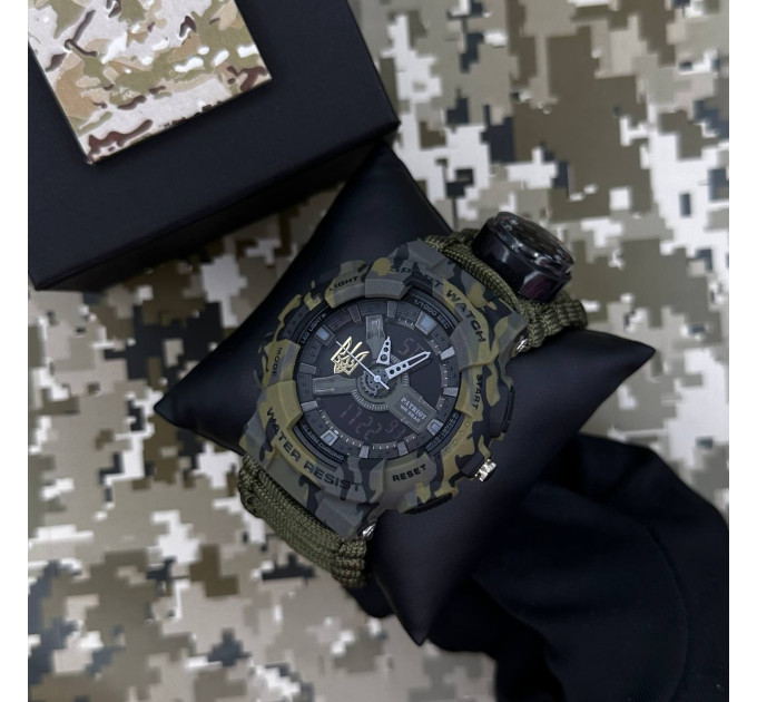 Patriot 005 Тризуб золото Camo Green Паракордовий ремінець Army Green + Коробка.