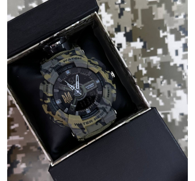 Patriot 005 Тризуб золото Camo Green Паракордовий ремінець Army Green + Коробка.
