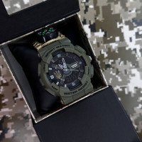 Patriot 005 Тризуб золото Army Green Паракордовий ремінець Khaki + Коробка.