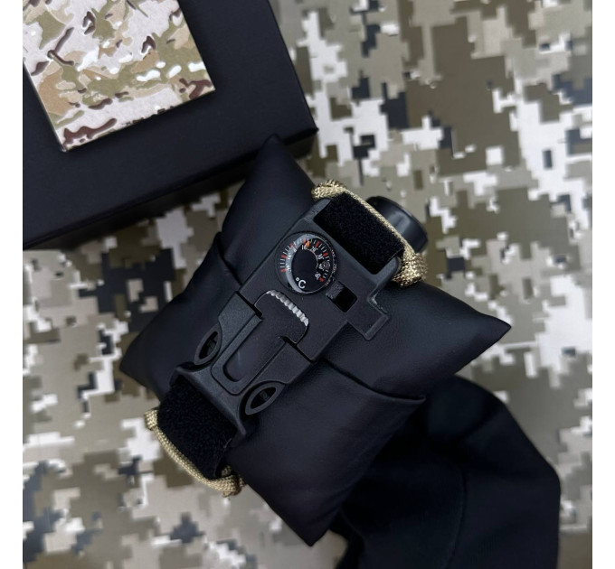 Patriot 005 Тризуб золото Army Green Паракордовий ремінець Khaki + Коробка.