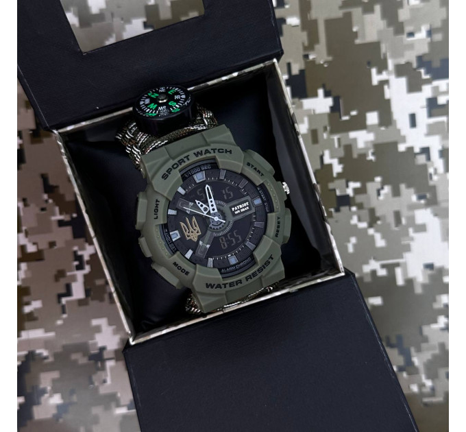 Patriot 005 Тризуб золото Army Green Паракордовий ремінець Camo Green + Коробка.