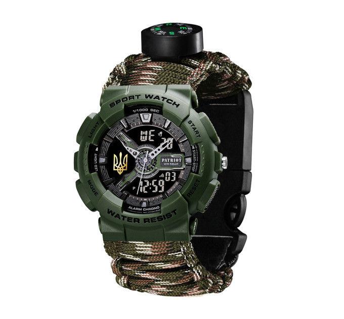 Patriot 005 Тризуб золото Army Green Паракордовий ремінець Camo Green + Коробка.