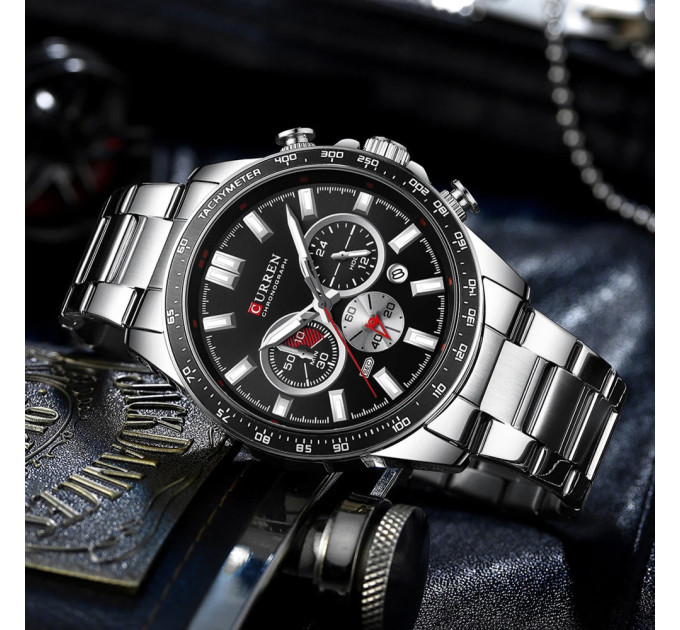 Curren 8418 Silver-Black