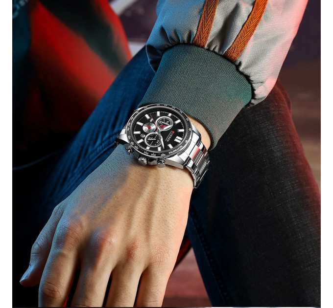 Curren 8418 Silver-Black