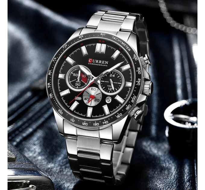 Curren 8418 Silver-Black