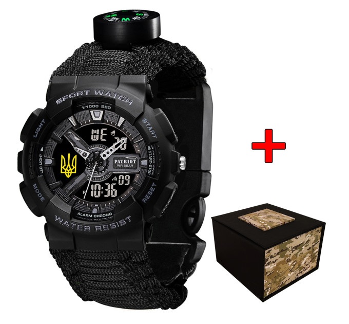 Patriot 005 Тризуб золото Black Паракордовий ремінець Black + Коробка