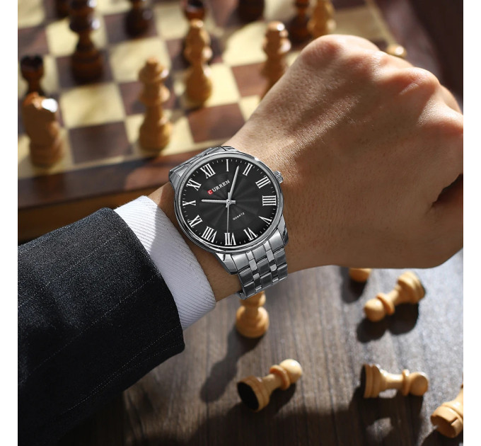 Curren 8422 Silver-Black
