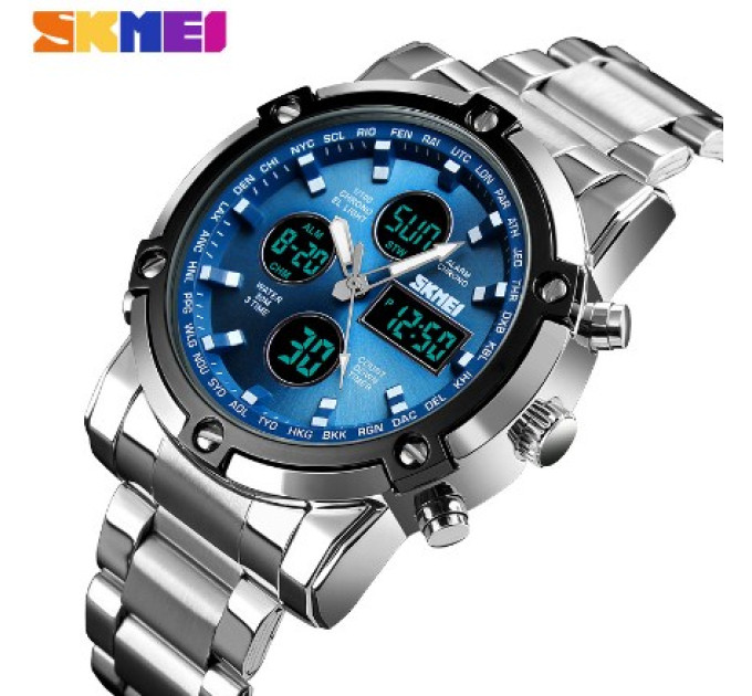 Skmei 1389BU Silver-Black-Blue