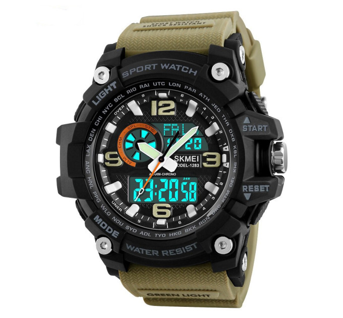 Skmei 1283 Black-Khaki Wristband.