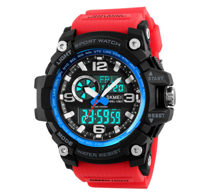 Skmei 1283 Black-Blue-Red Wristband