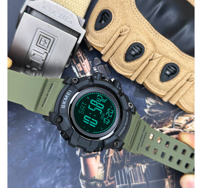 Skmei 1356AG Army Green + Compass