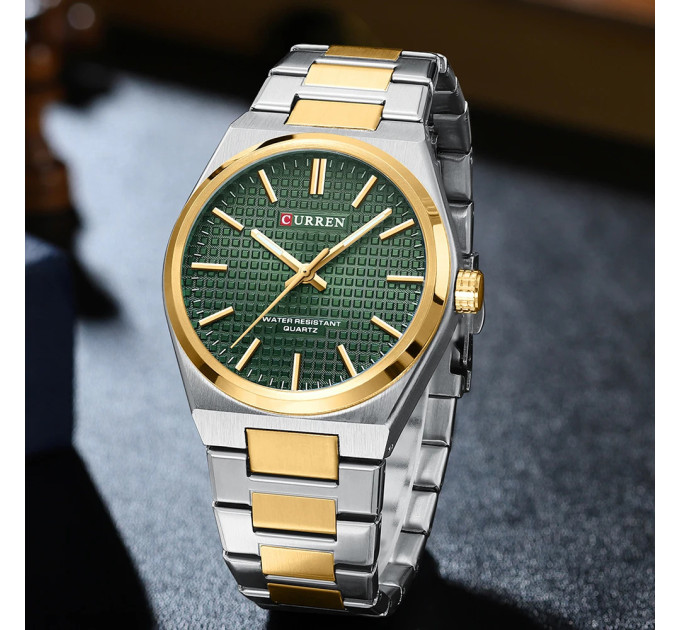 Curren 8439 Silver-Gold-Green
