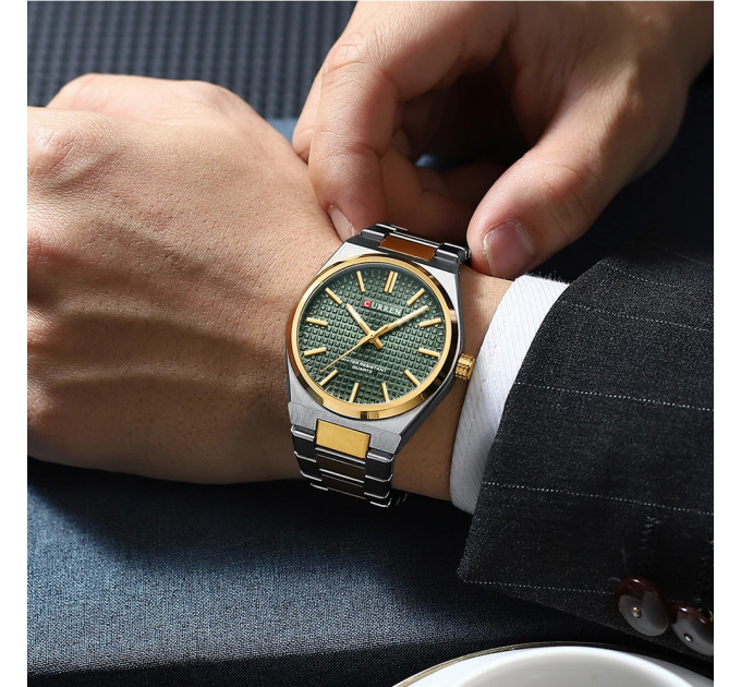 Curren 8439 Silver-Gold-Green