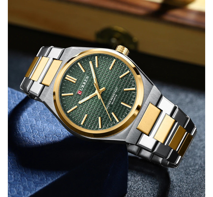 Curren 8439 Silver-Gold-Green