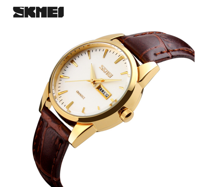Skmei 9073GDWT-S Gold-White lady