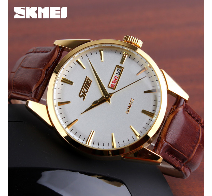 Skmei 9073GDWT-S Gold-White lady