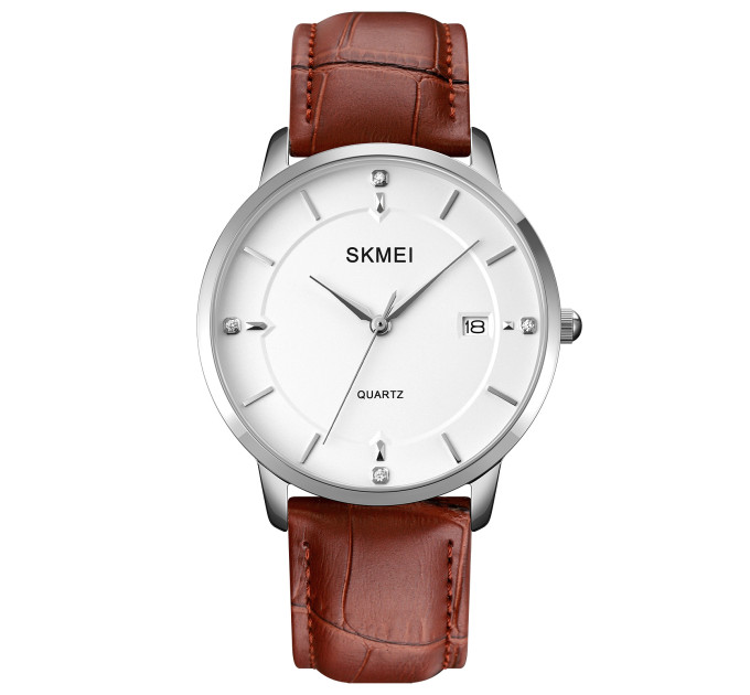 Skmei 1801LSIBN Silver-White Brown Leather