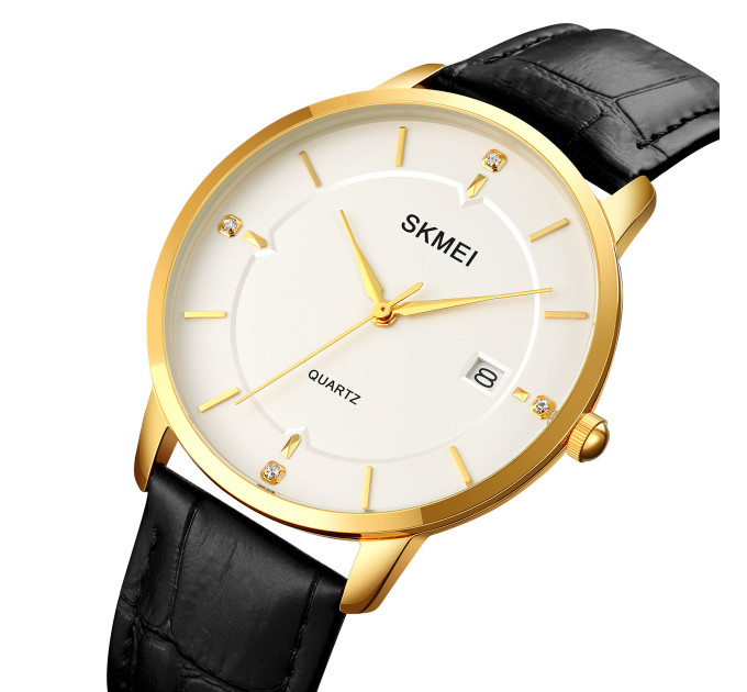 Skmei 1801LGDWT Gold-White Leather