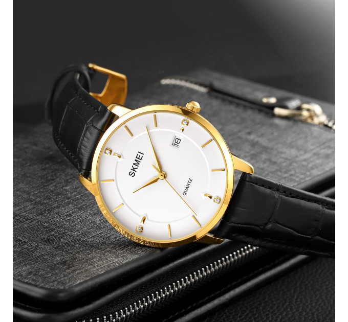 Skmei 1801LGDWT Gold-White Leather