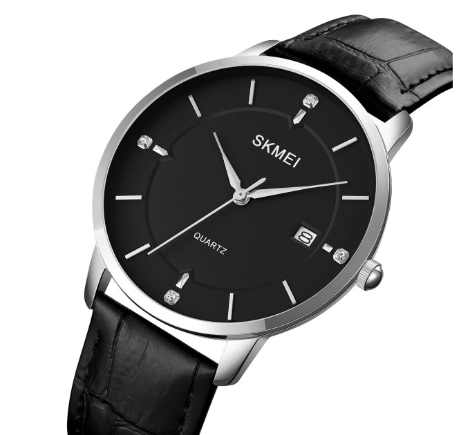 Skmei 1801LSIBK Silver-Black Leather