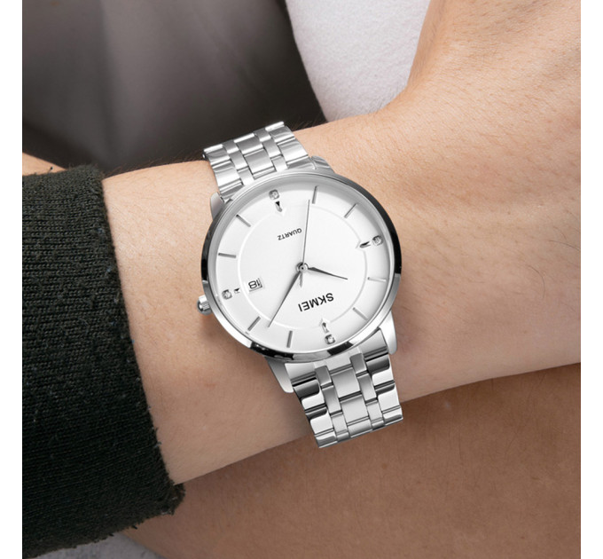 Skmei 1801SSI Silver Case Mesh Band