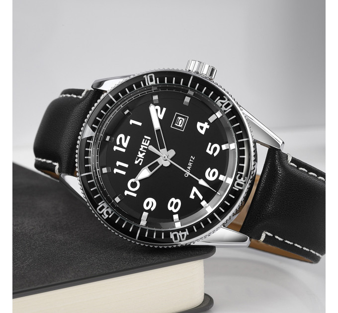 Skmei 9232LSIBK Silver-Black Leather