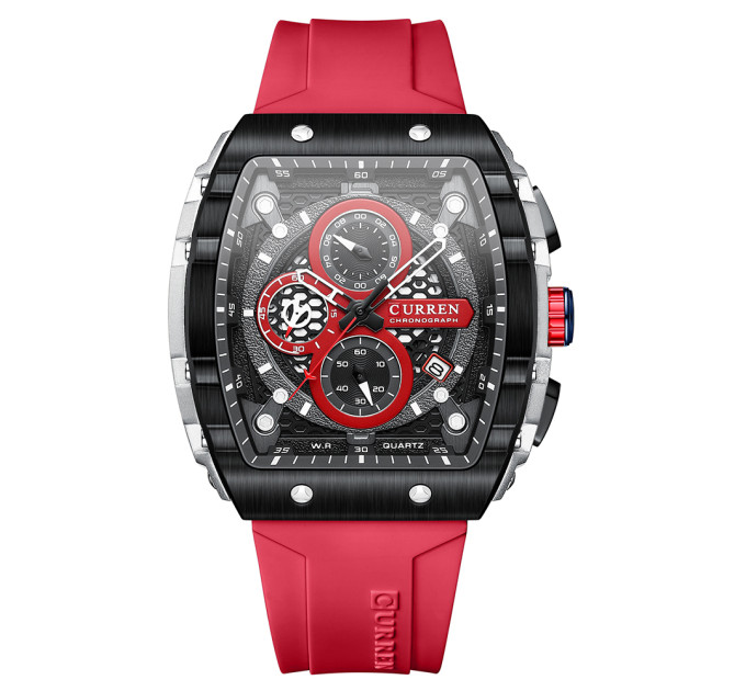 Curren 8442 Silver-Black-Red