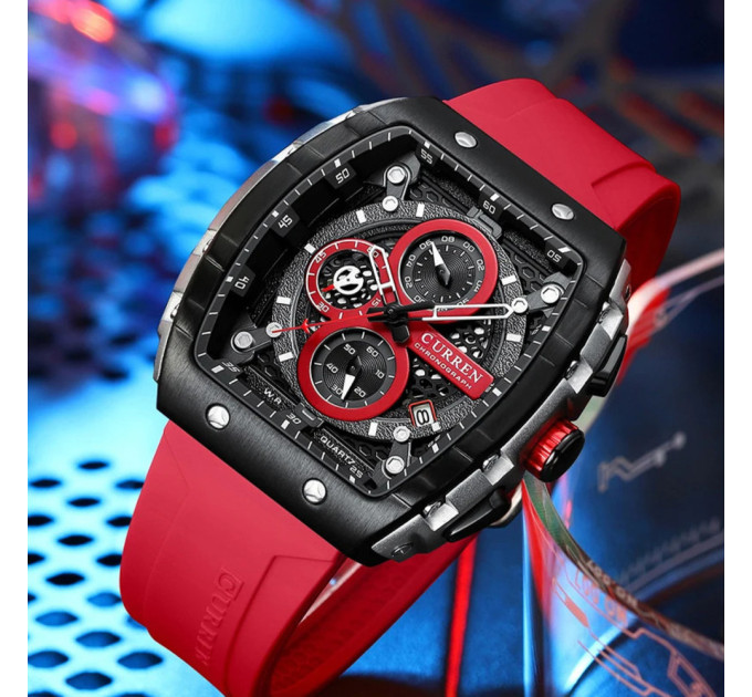 Curren 8442 Silver-Black-Red