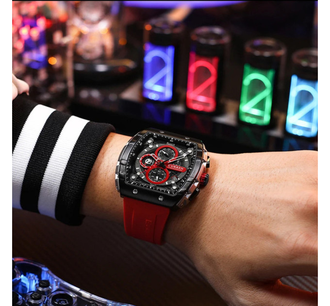 Curren 8442 Silver-Black-Red