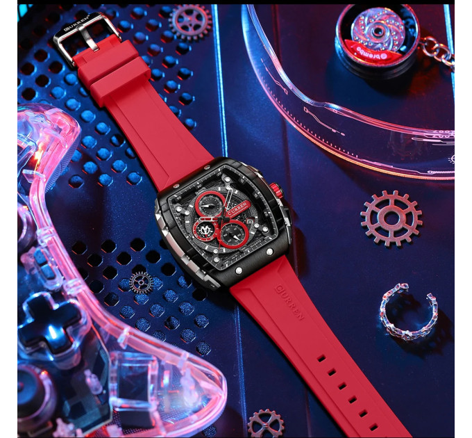 Curren 8442 Silver-Black-Red