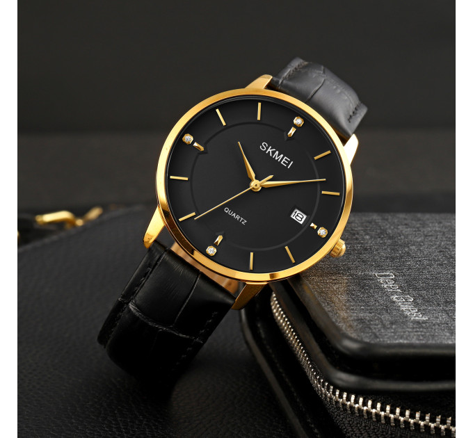 Skmei 1801LGDBK Gold-Black Leather