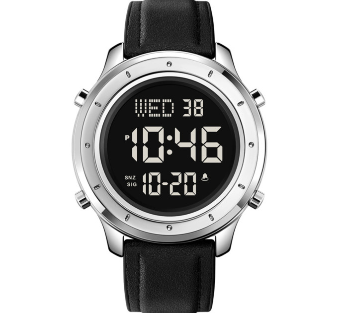 Skmei 1864LSIBK Silver-Black Leather