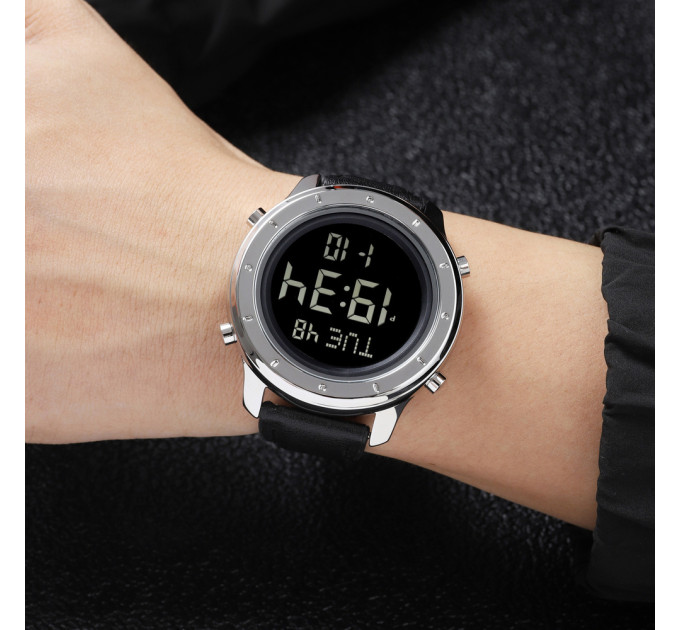 Skmei 1864LSIBK Silver-Black Leather