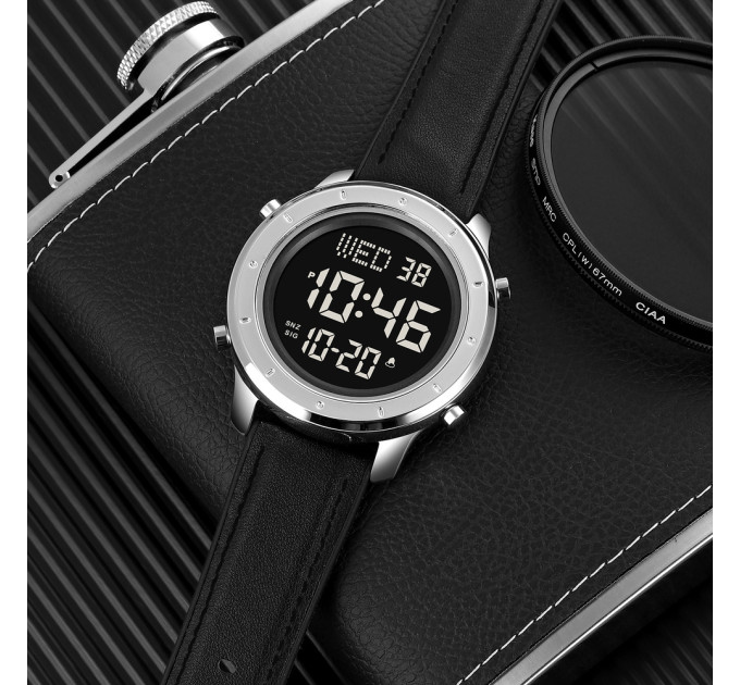 Skmei 1864LSIBK Silver-Black Leather