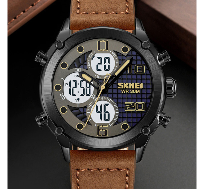 Skmei 1975LDKBNWT Dark Brown-White Leather.