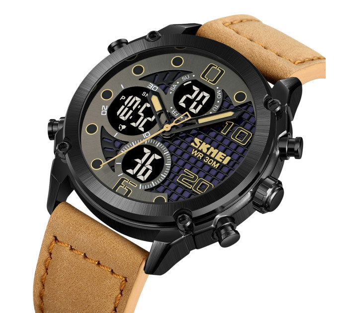 Skmei 1975LLTBNBK Light Brown-Black Leather. SALE