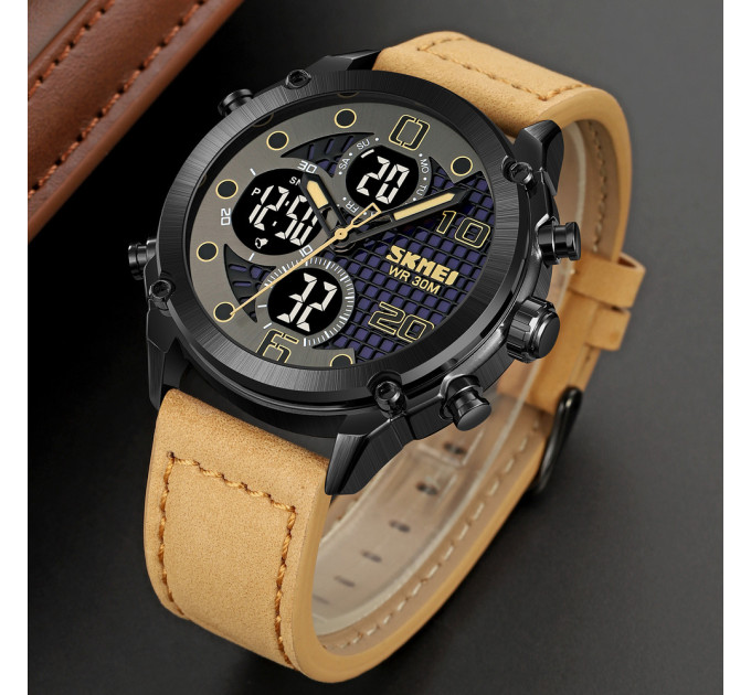 Skmei 1975LLTBNBK Light Brown-Black Leather. SALE