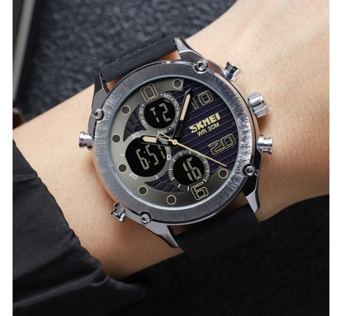 Skmei 1975LSIBK Silver-Black Leather.
