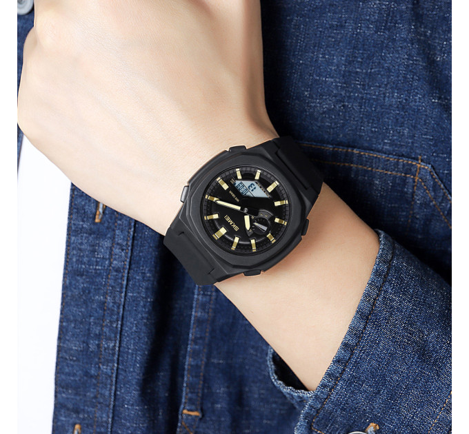Skmei 2091BKGDWT Black-Gold-White