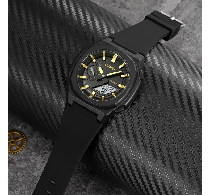 Skmei 2091BKGDWT Black-Gold-White