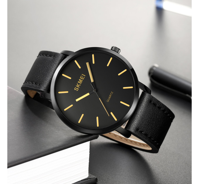 Skmei 1984LGD Gold-leather belt