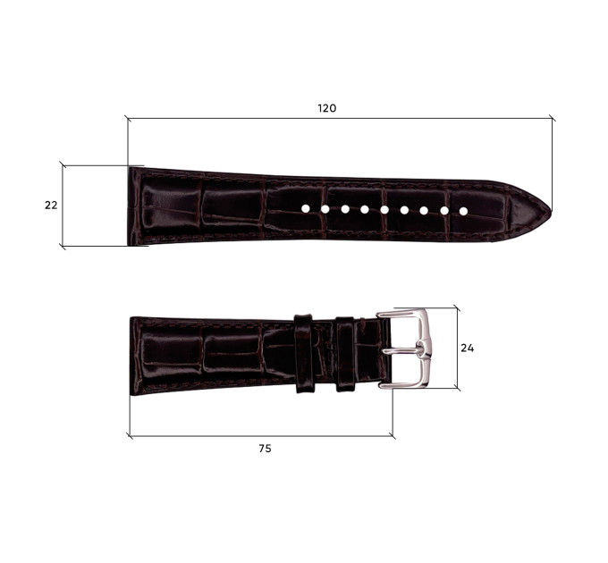 Шкіряний ремінець Premium 22х18 мм. Brown