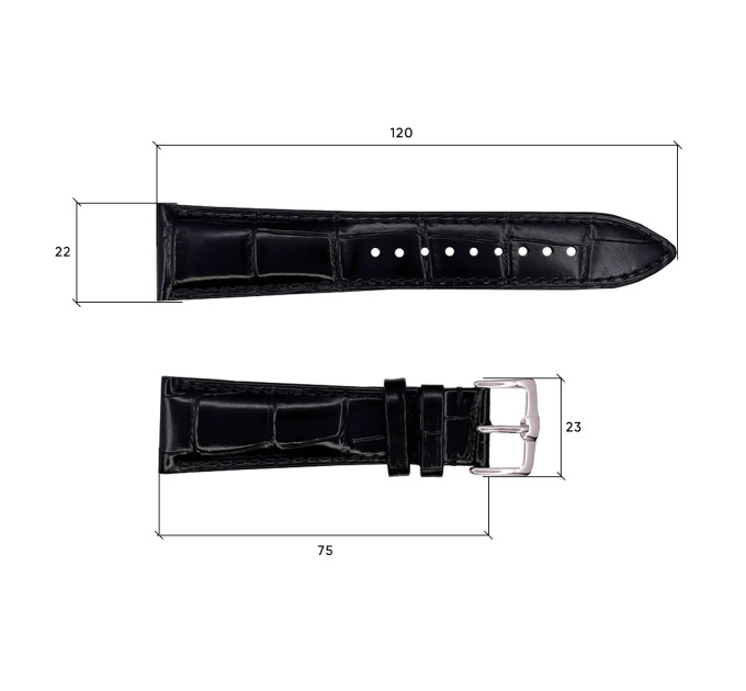 Шкіряний ремінець Premium 22х18 мм. Black