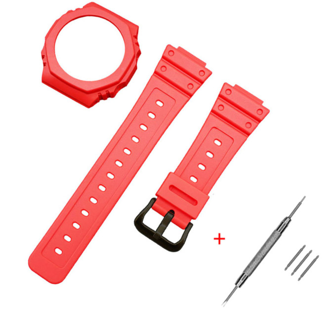 Ремінець + безель (рант) для Casio G-Shock GA-2100/GA-2110 Red Black
